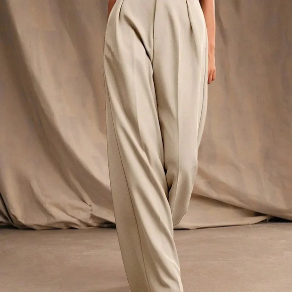 Apricot Casual Women's Pleated Maillard Straight High-Waist Trousers - Picture 6 of 6